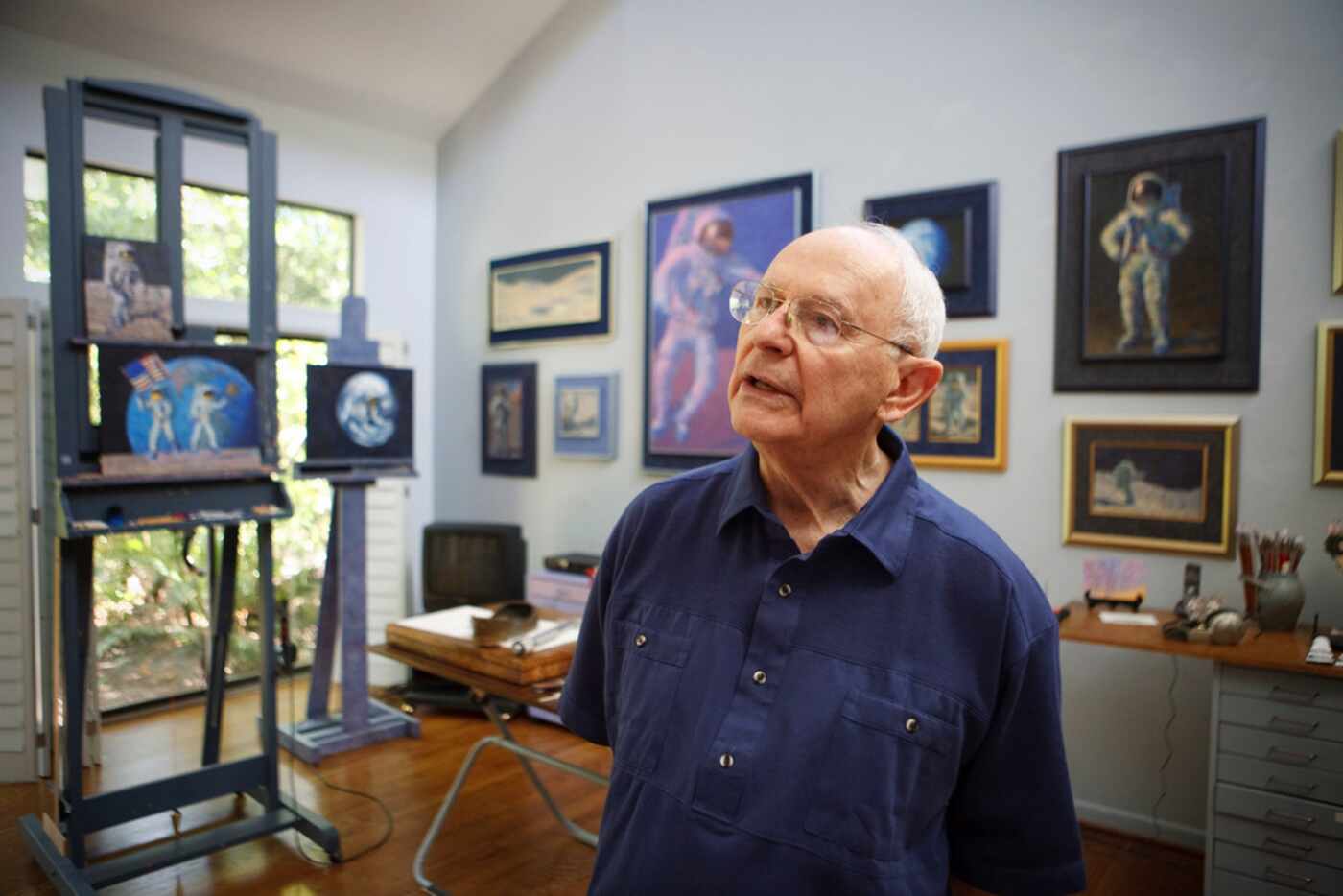 Alan Bean, the fourth man to walk on the moon, in his home and studio in Houston, June 12,...