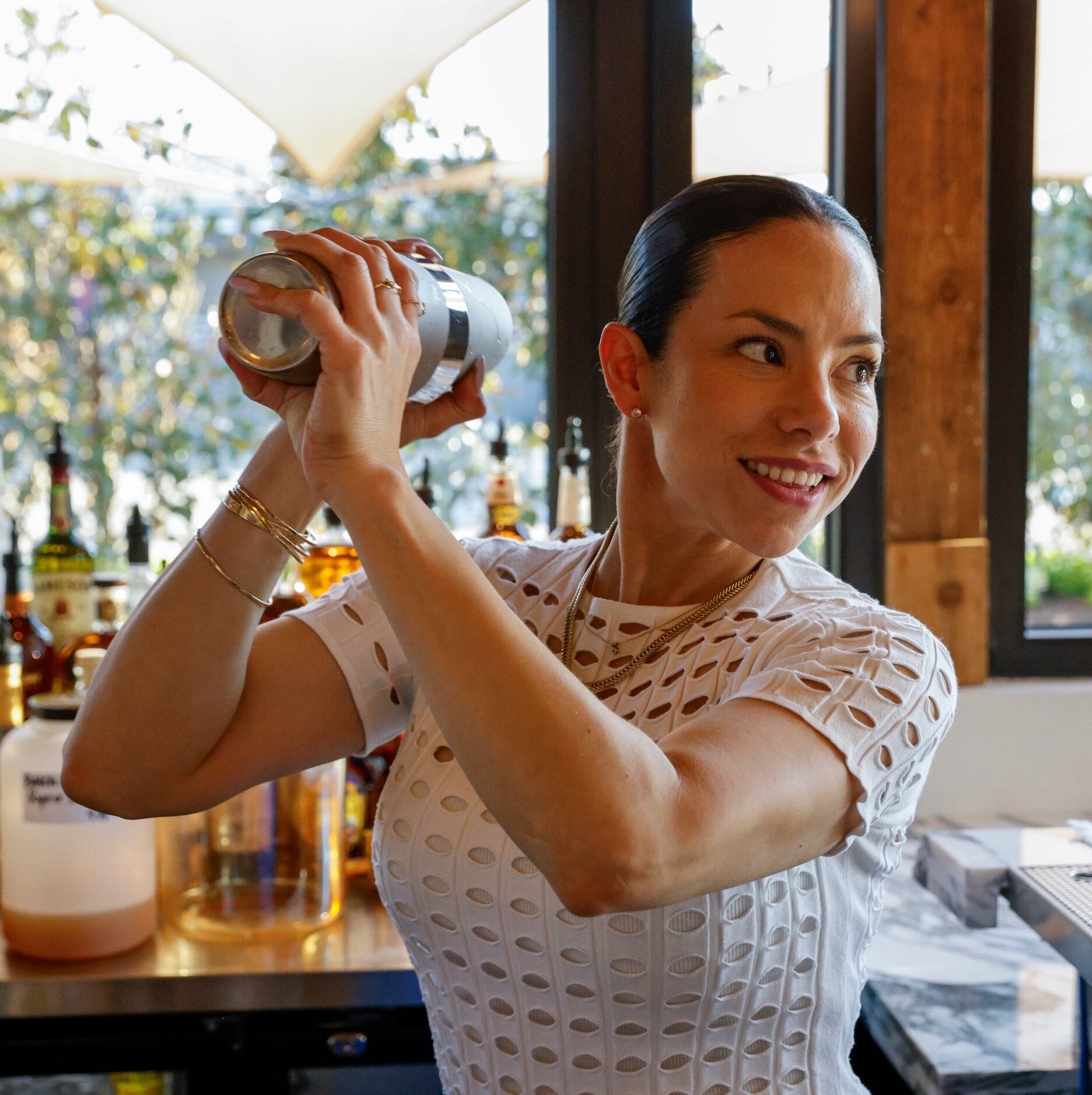 Sofía De La Rosa, regional director for Far Out Hospitality, prepares the Texas Heat...