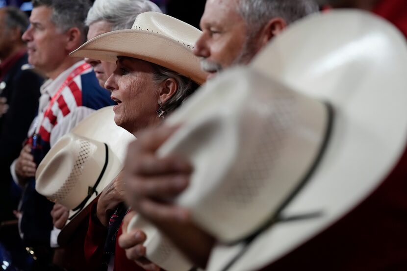 Texas delegates are seen during the Republican National Convention Monday, July 15, 2024, in...