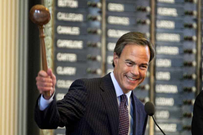 Then-Texas House Speaker Joe Straus gaveled the regular legislative session to a close in...
