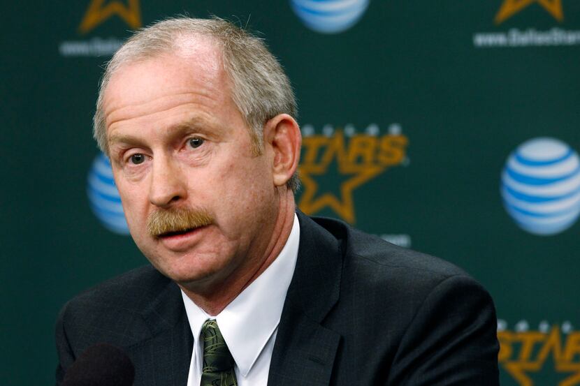 Jim Nill, the new general manager of the Dallas Stars answers questions from the news media...