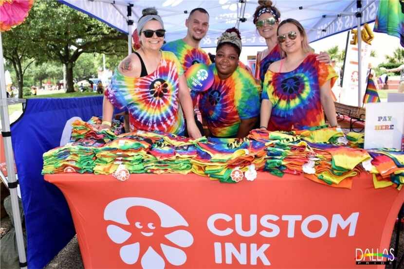 Custom Ink workers sold gear and celebrated at the 2019 Dallas Pride Celebration at Fair...