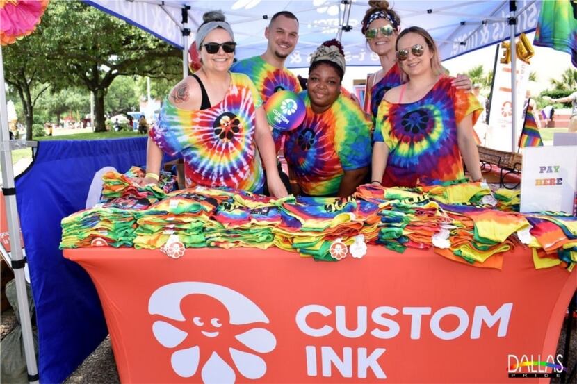 Custom Ink workers sold gear and celebrated at the 2019 Dallas Pride Celebration at Fair...