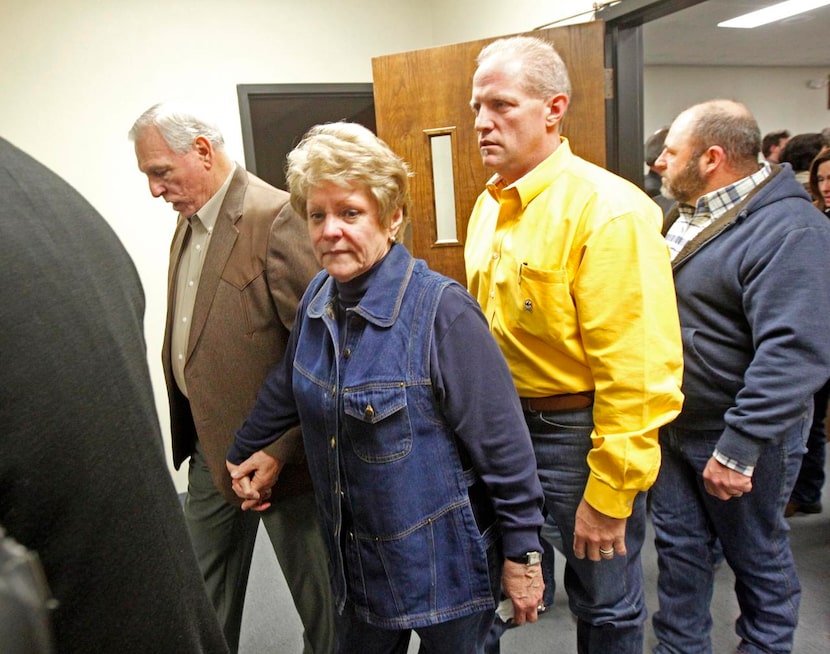 Don and Judy Littlefield,  the parents of Chad Littlefield, leave the courtroom after the...