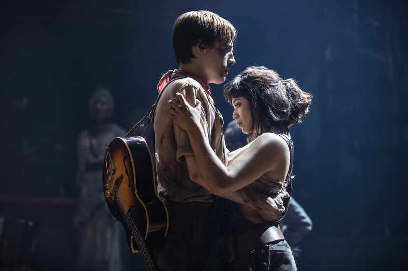 Reeve Carney and Eva Noblezada perform in the Broadway musical "Hadestown."