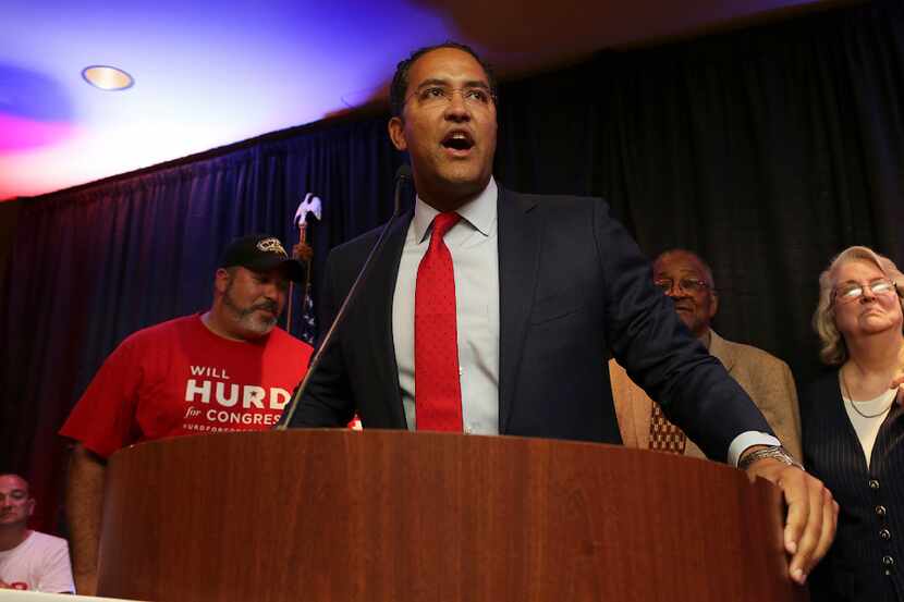 U.S. Rep. Will Hurd, R- Helotes running for Congress in District 23, talks with supporters...