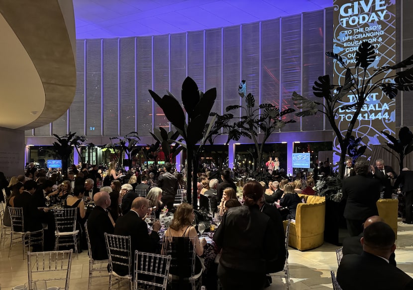 The Dallas Symphony Orchestra gala dinner was held in the Meyerson Symphony Center's lobby...