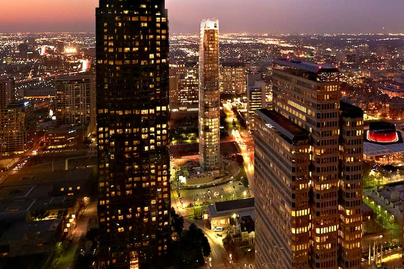The 50-story Trammell Crow Center, on the left, opened in 1985 and was an instant landmark...