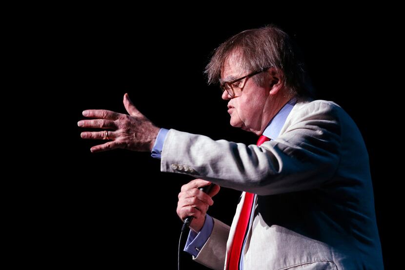 Garrison Keillor thanks the audience after the show on May 21, 2016 at the State Theatre in...