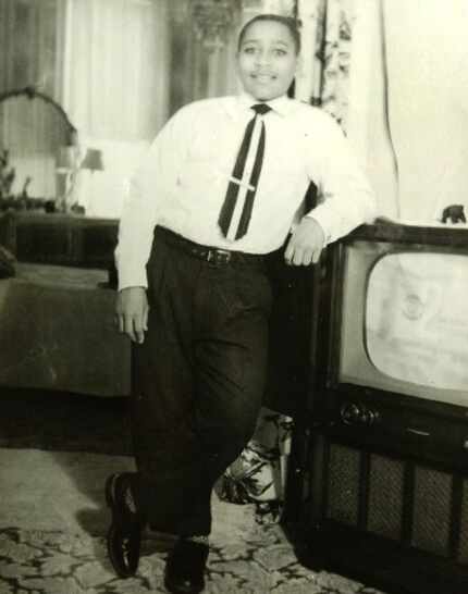 This is a photograph of Emmett Till taken in Chicago about six months before he was killed...
