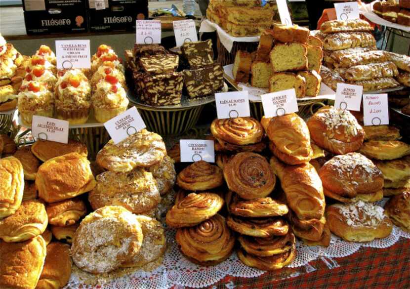 Tempting cakes and pastries at Old Spitalfields Market.