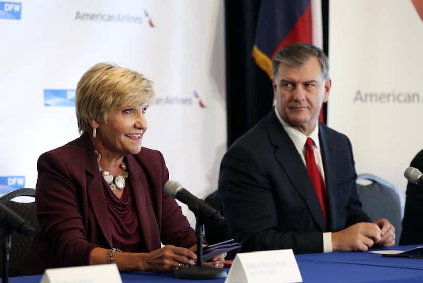 A file photo of Fort Worth Mayor Betsy Price and Dallas Mayor Mike Rawlings during a 2013...