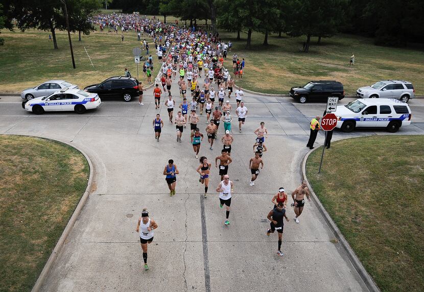 Runners begin the Hottest Half at Norbuck Park on Sunday, August 12, 2012     