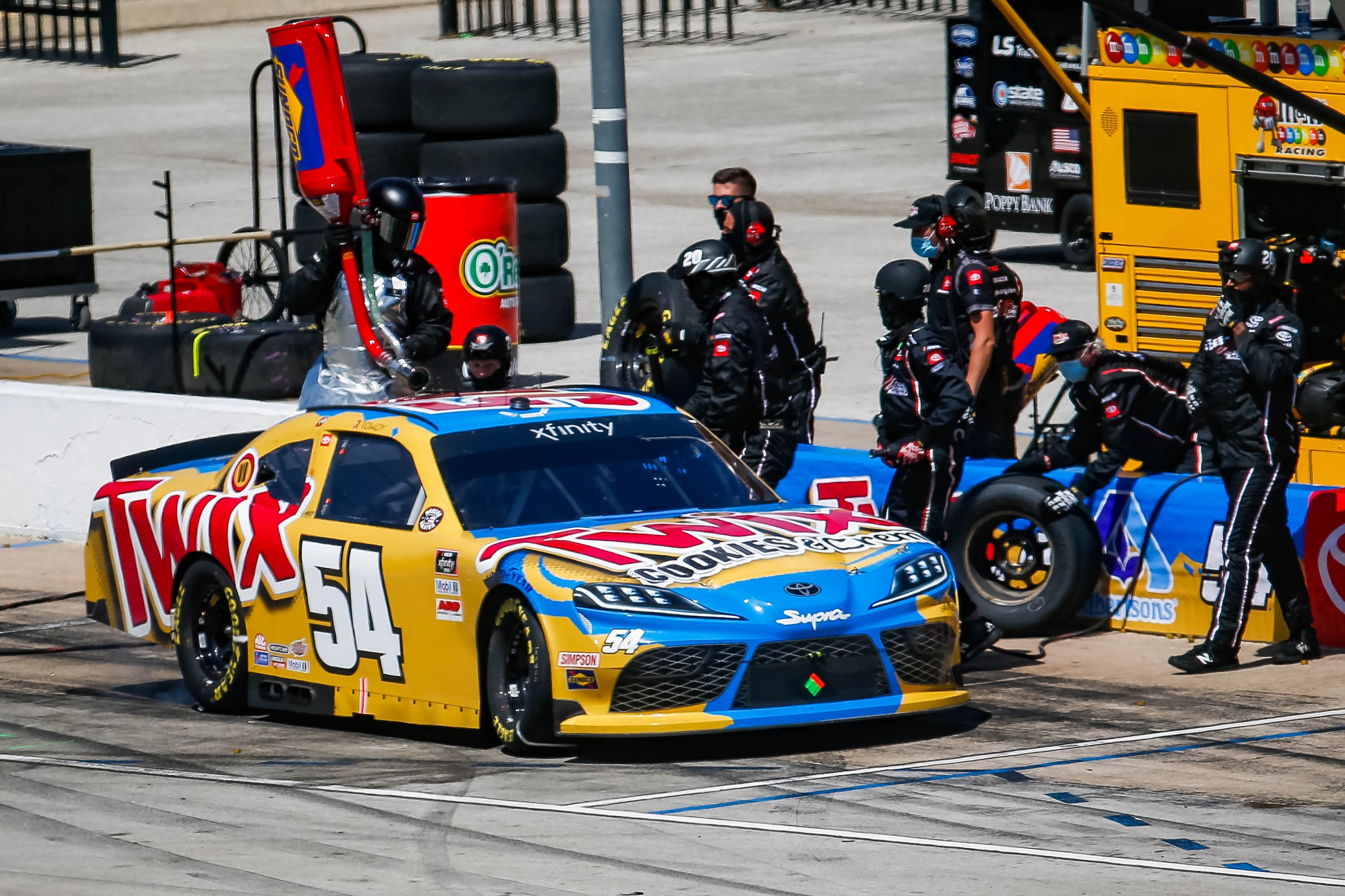 NASCAR Xfinity's Kyle BuschÕs (No. 54) stops in Pit Row during the My Bariatric Solutions...