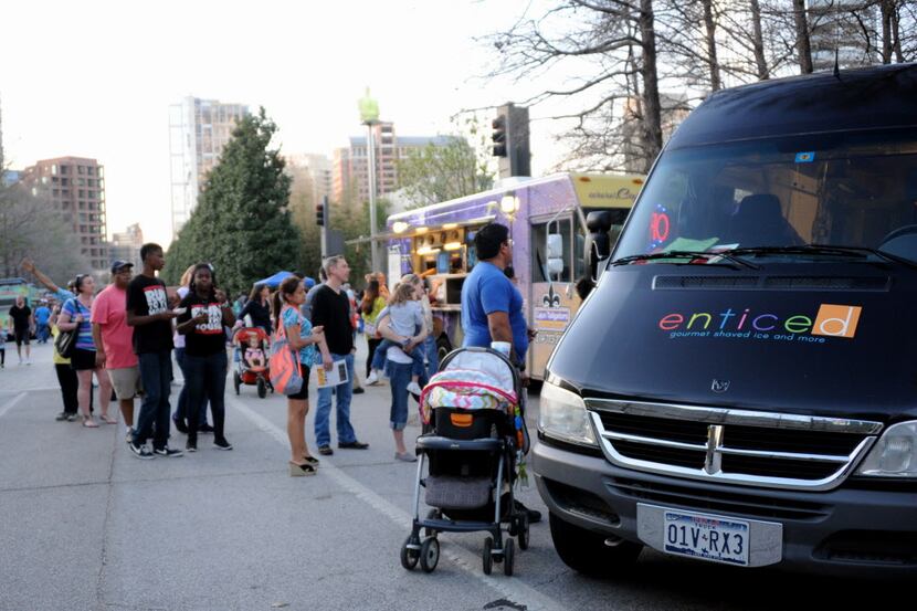 Food trucks were part of the fun at the annual Spring Block Party on Friday night in Dallas'...