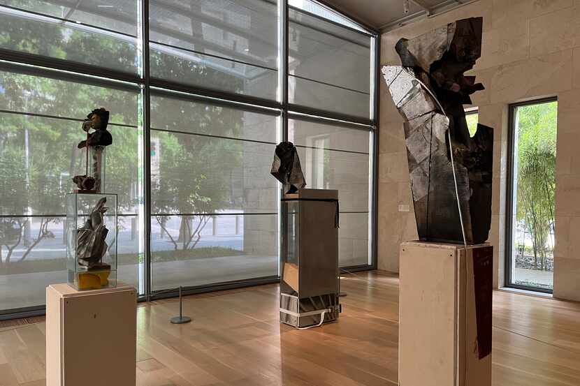Sculptural assemblages by Matthew Monahan on display at the Nasher Sculpture Center.