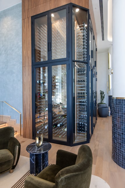 A 1,200-bottle climate-controlled wine wall is a focus the lounge area of the hotel.