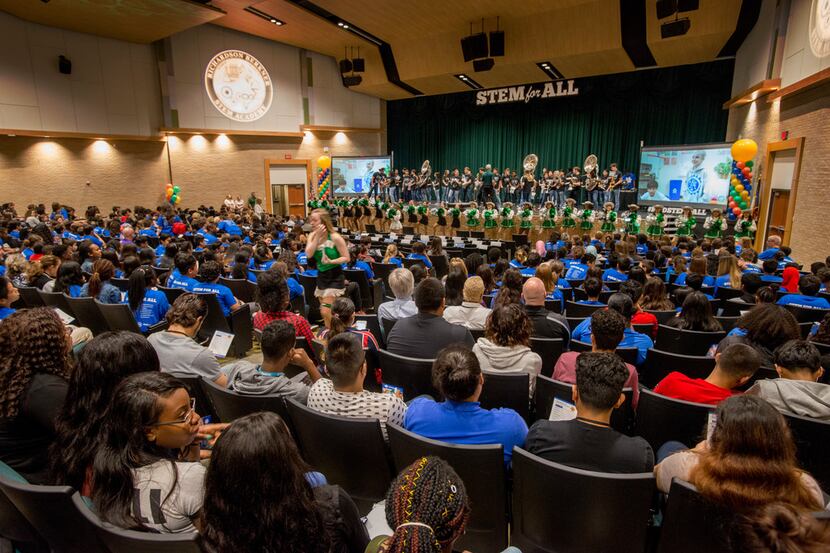This file photo shows students participating in a pep rally at Berkner High School...