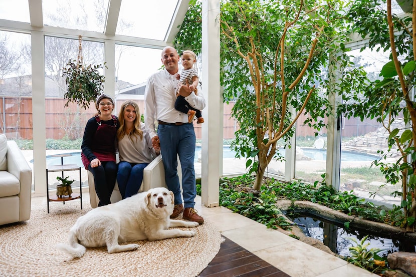 Mike and Kendra Gibson at their home in Carrollton with daughters Morning McKibbin, 11, and...