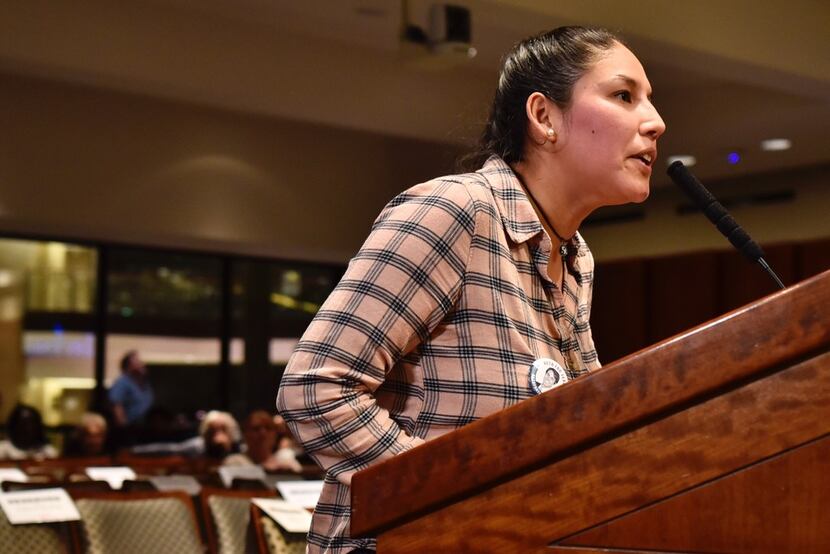 DACA recipient Zenaida Morelos, 31, spoke to the Irving ISD board of trustees during...