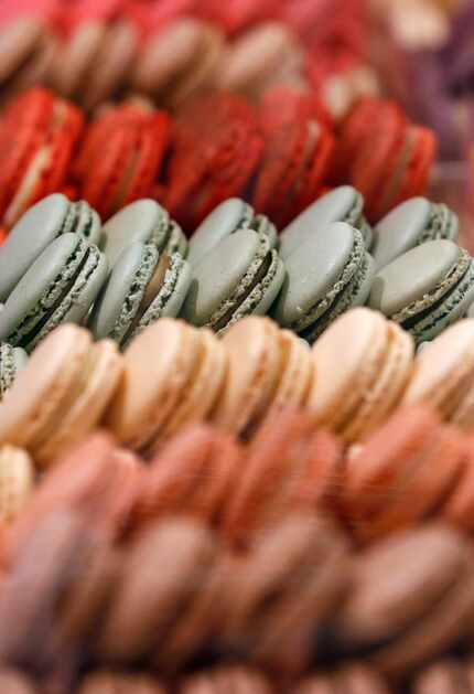 Macarons are displayed at the first Woops! in North Texas.