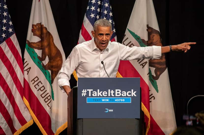 Former President Barack Obama attended a campaign event in Anaheim, Calif., for Democratic...