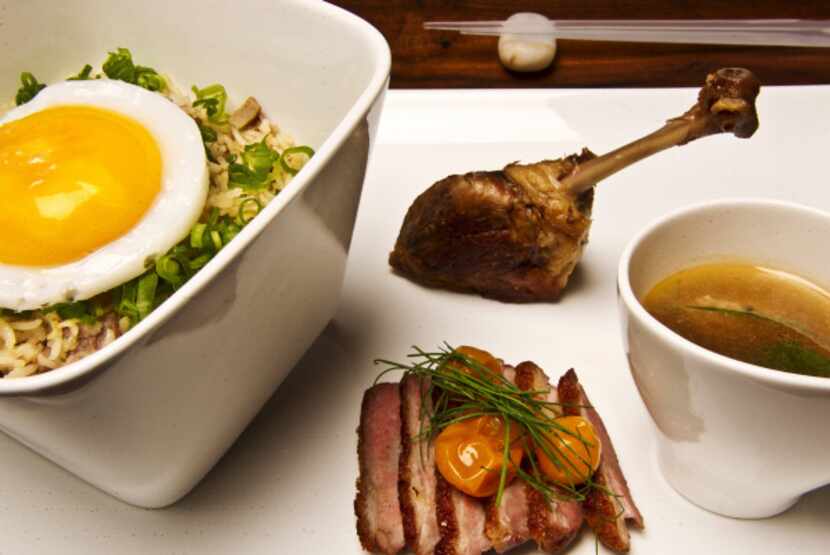 Napa's Morimoto serves up high end Japanese inspired dishes, like this one playfully called...
