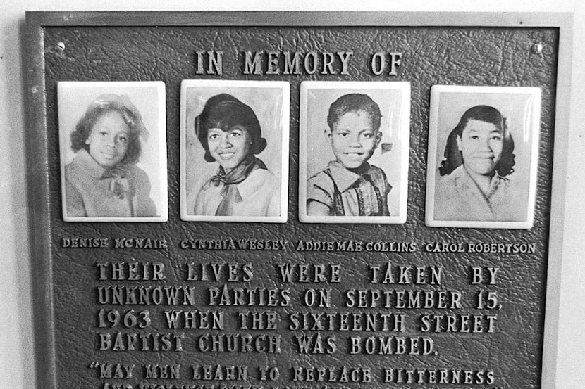 This 1977 file photo shows a memorial plaque at the Sixteenth Street Baptist Church in...