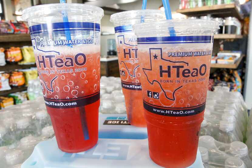 Iced tea in cups offered at the new iced tea business called HTEAO in Carrollton.