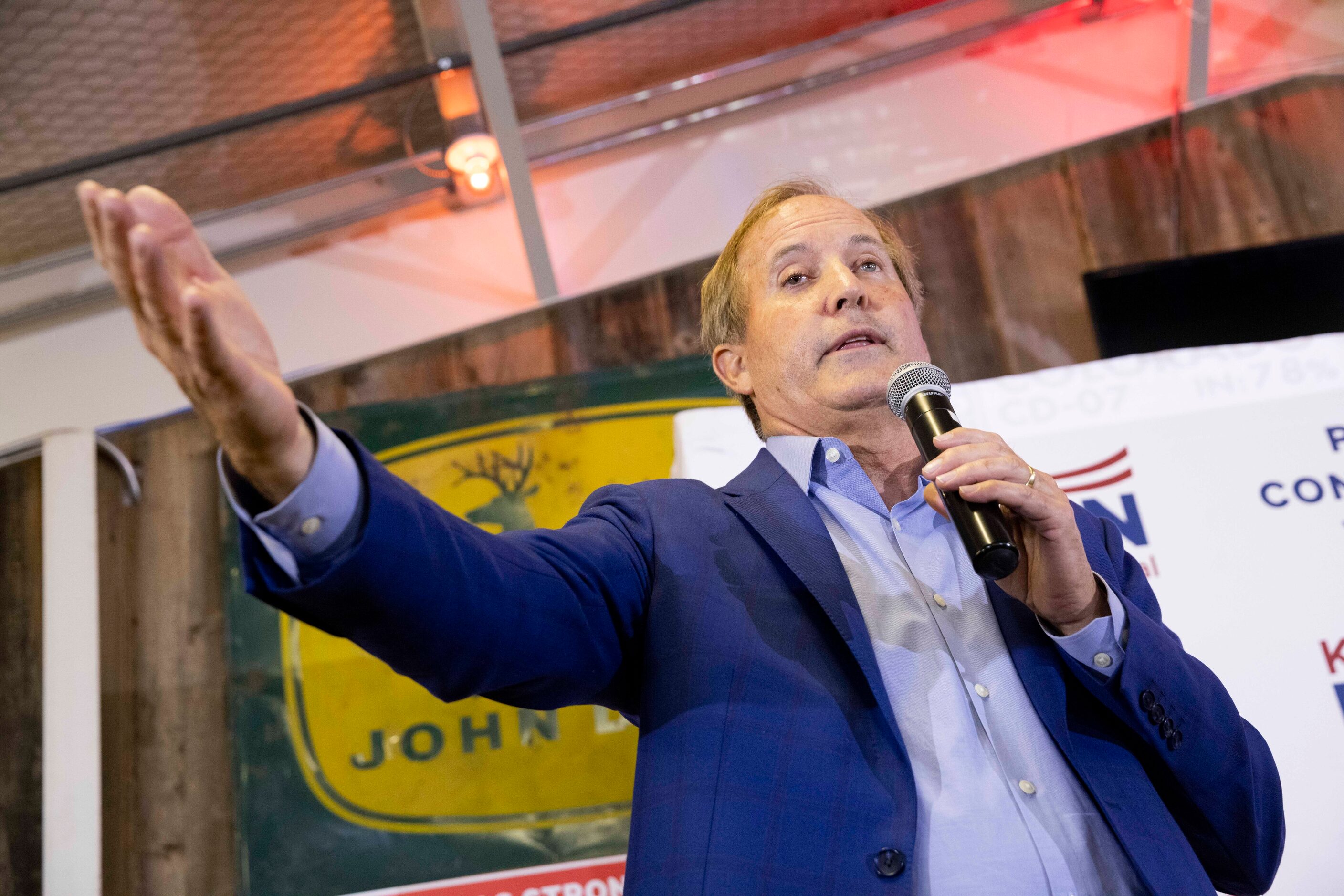 Attorney General Ken Paxton speaks during a Collin County GOP Election Night Watch Party on...