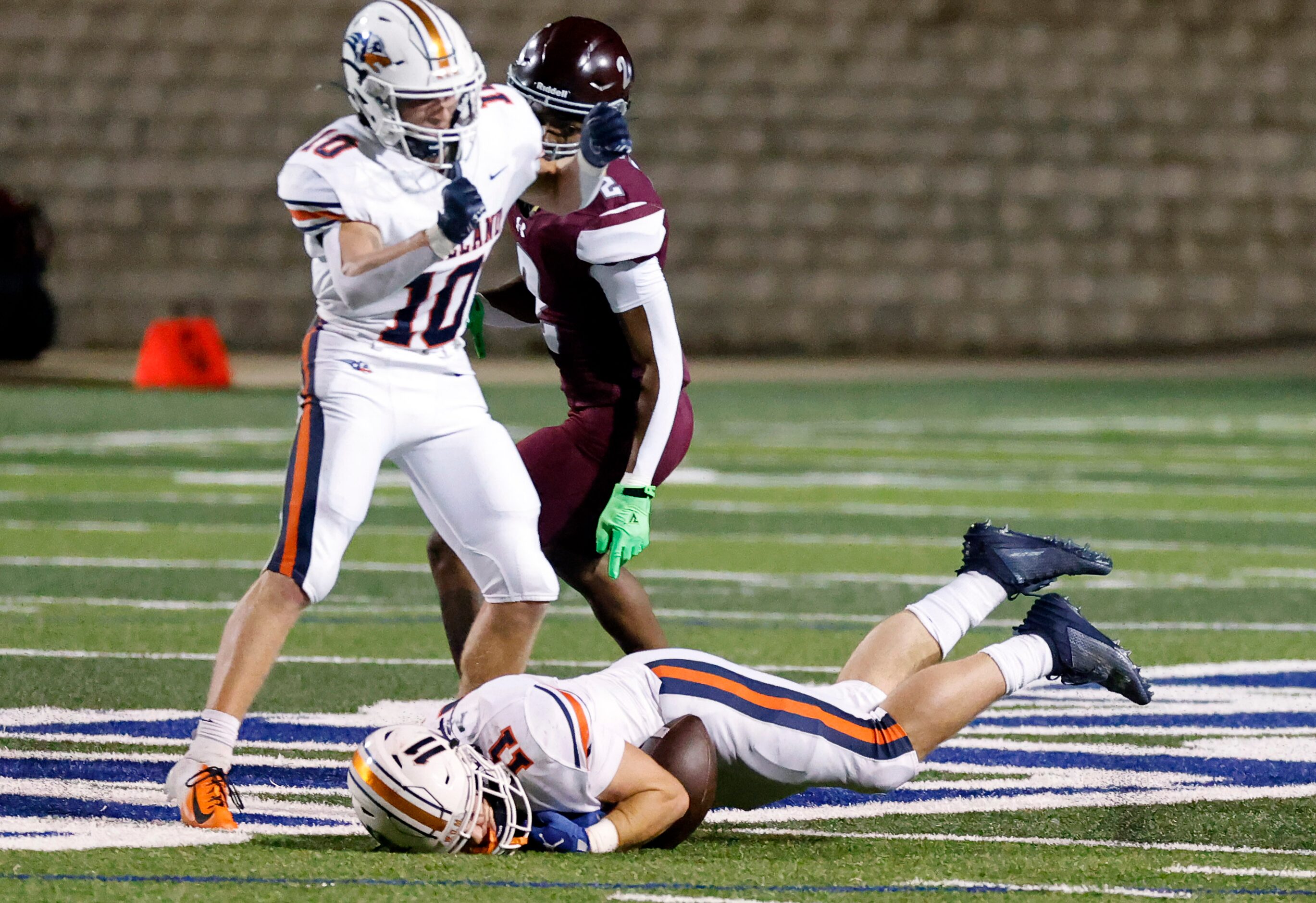 Frisco Wakeland safety Campbell Martin (11) was credited for an interception on a pass...