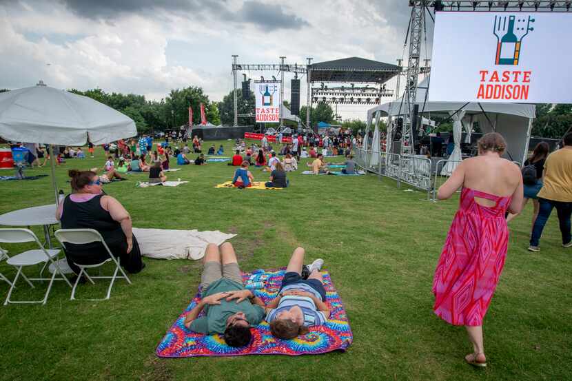 Music fans wait on the first band to take the stage at the Taste Addison in 2019.