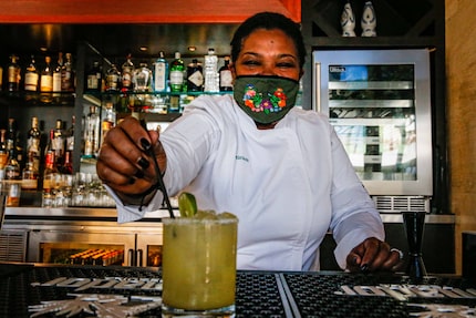 Miriam Jimenez makes a Casa Noble margarita at her restaurant Miriam Cocina Latina in Dallas.