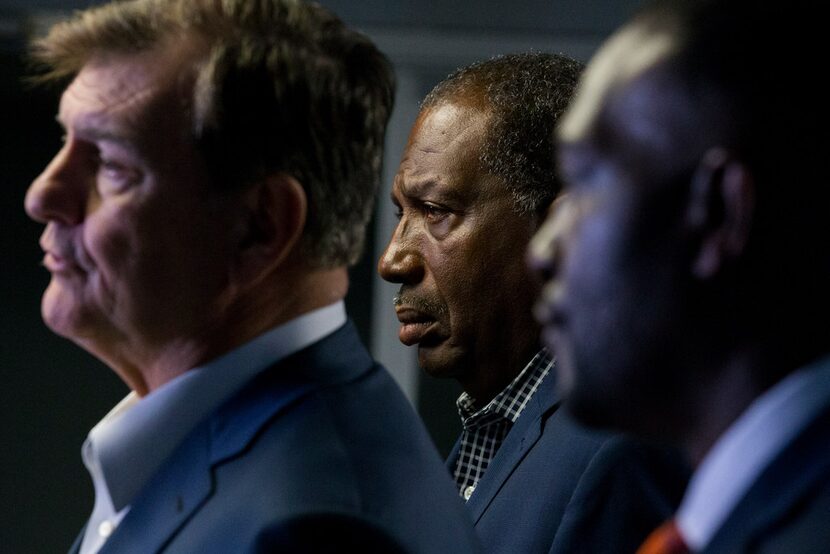 State Sen. Royce West, D-Dallas, and Dallas Mayor Pro Tem Casey Thomas listened as Mayor...