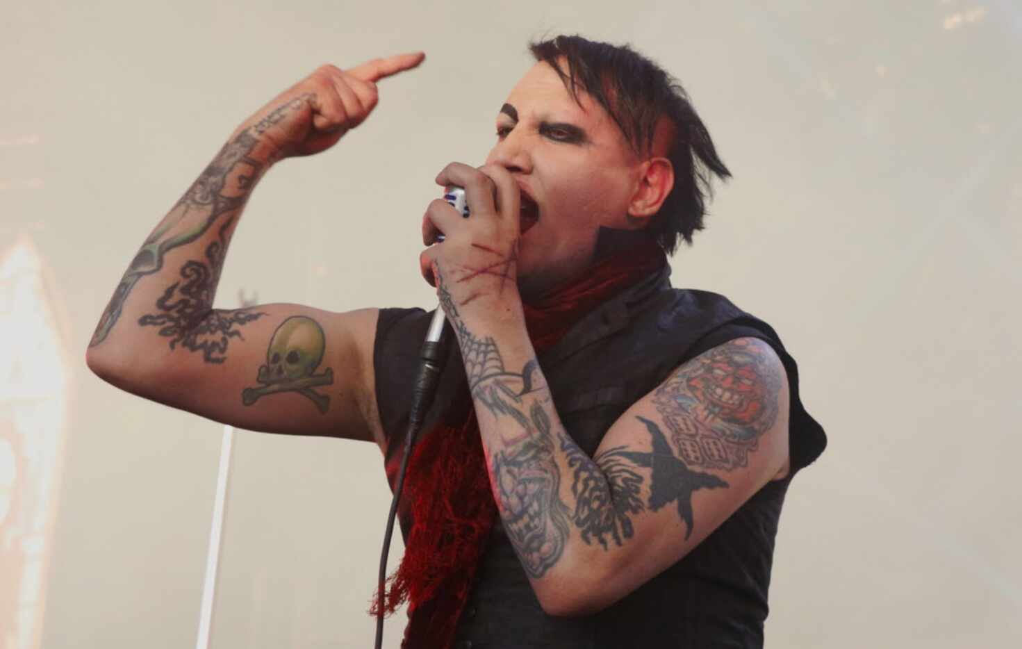 Singer Marilyn Manson performs at Gexa Energy Pavilion Wednesday.