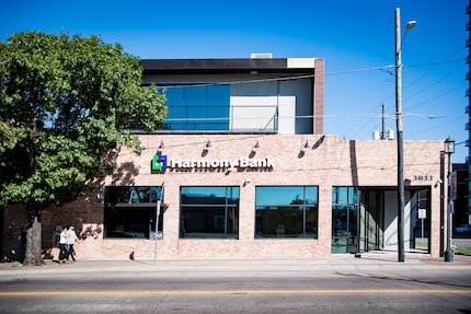 View of the outside of the Harmony Bank building located in Deep Ellum