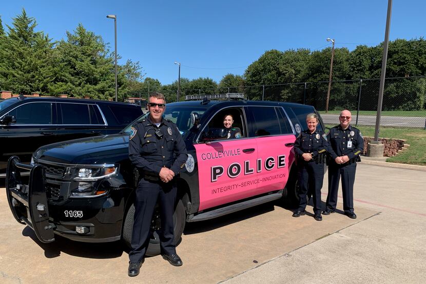 In October, a Colleyville police car sported a pink finish in support of Breast Cancer...