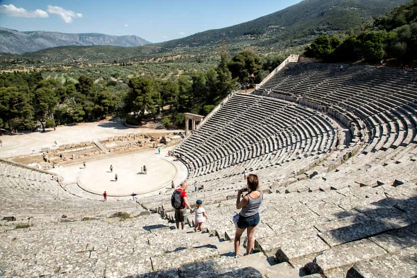 The Epidaurus Theatre dates from the 4th Century BC. Visitors like to stand in the...