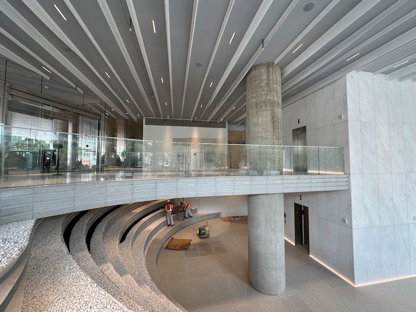 The lobby is almost finished in the Harwood No. 14 tower north of downtown Dallas.