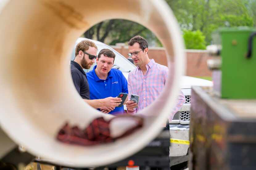 Jacob Clarke, a seismo-acoustic engineer at Southern Methodist University, Grant Speer, a...