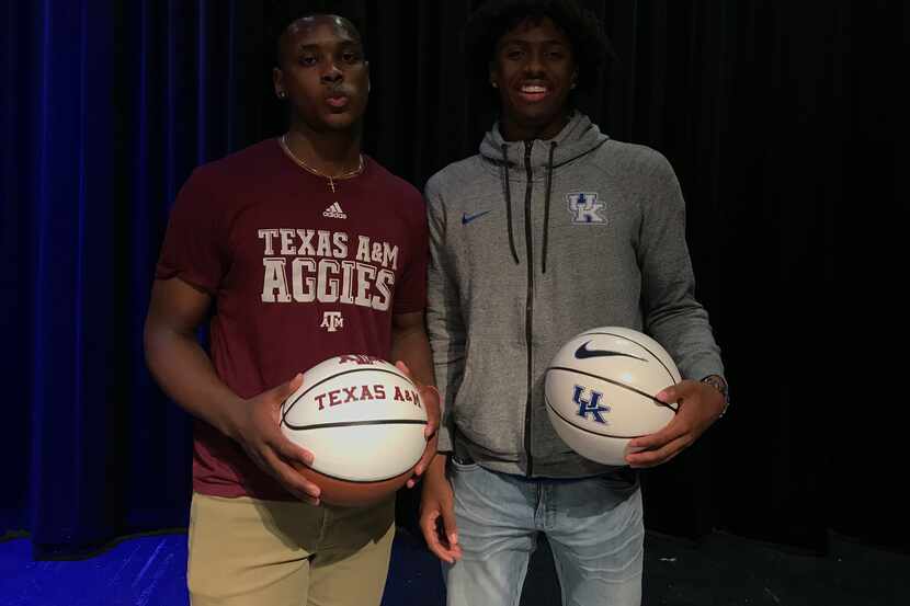 South Garland's Tyrese Maxey (right) and Chris Harris Jr. signed national letters of intent...