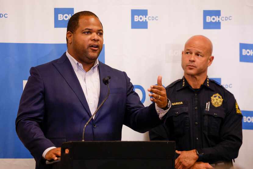 Dallas Mayor Eric Johnson (left) and Dallas police Chief Eddie García both want to blunt the...