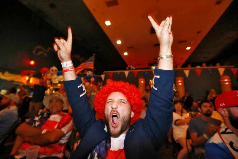 
Justin Velasquez’s hair put the red in his red, white and blue garb at the Granada watch...