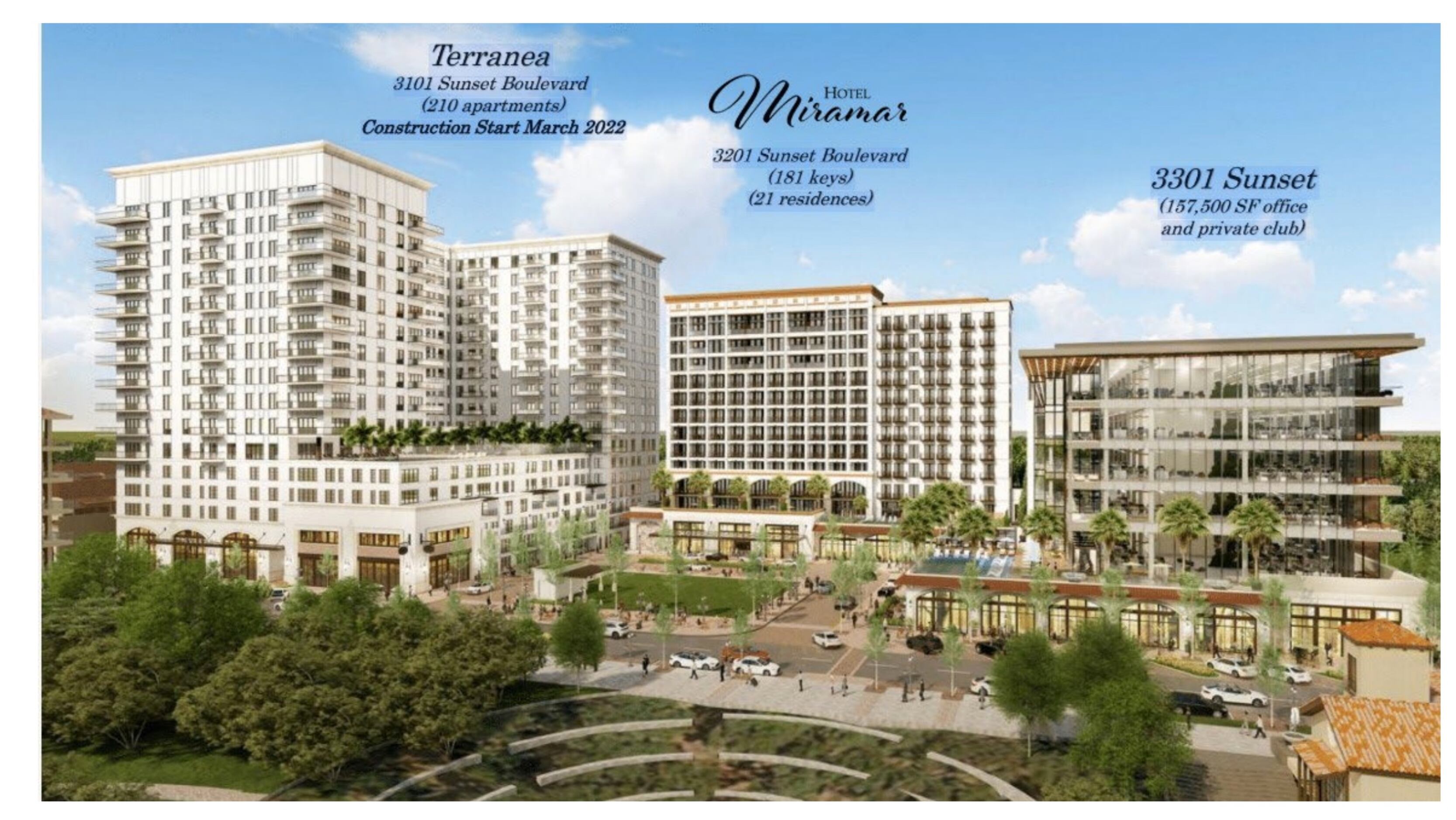 Florida lakeside project with luxury apartments, village market