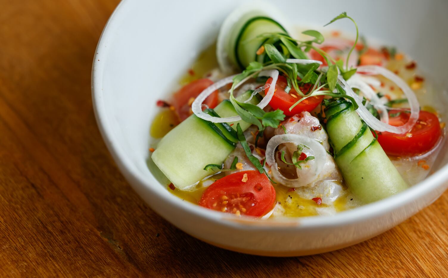 Thai ceviche is among the menu items at new river-side restaurant Quince in Fort Worth on...