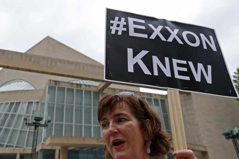 Activist Danna Miller Pyke protests across from the Morton H. Meyerson Symphony Center where...