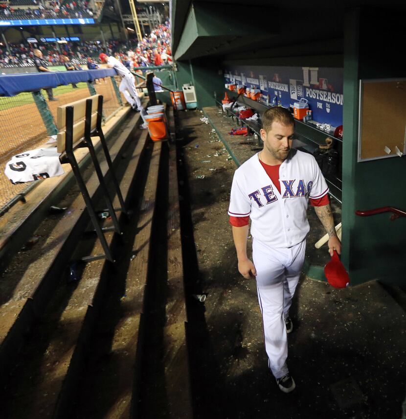 Catcher Mike Napoli left the dugout long after the rest of his teammates at the end of the...