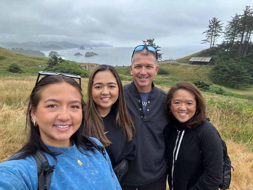 Anne Chow, right, with her daughters Camryn, far left, and Alma and husband Bob Moore on...