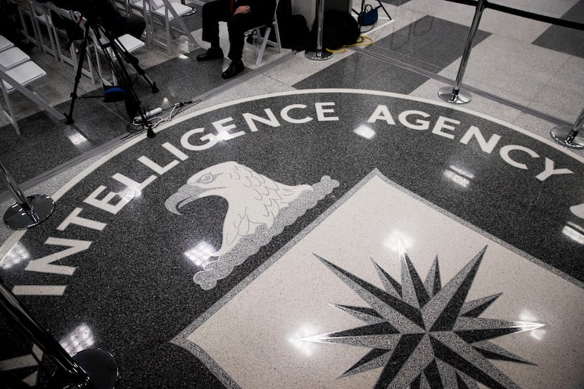 The Central Intelligence Agency seal on the floor before President Donald Trump's remarks...