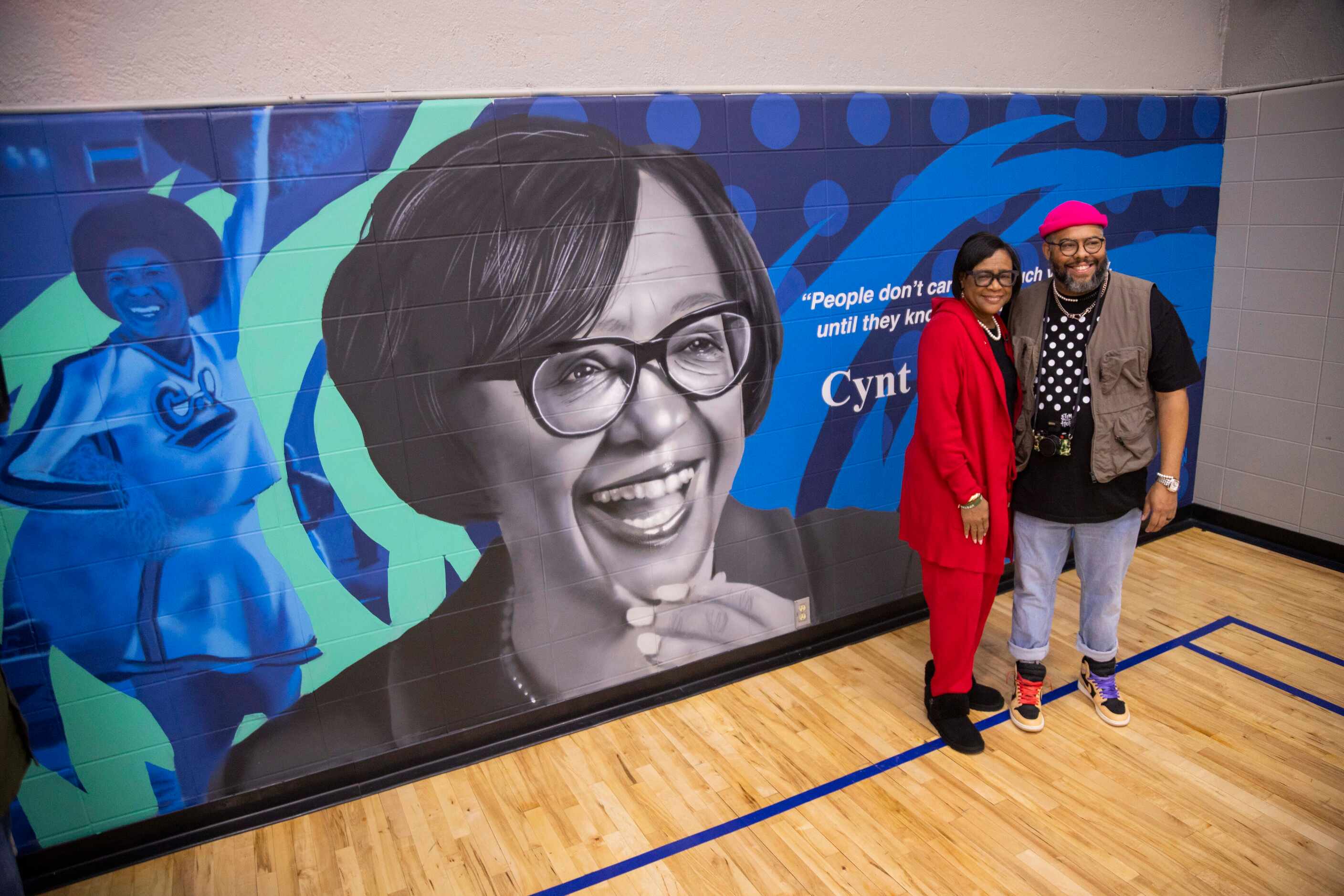 (From left) Cynt Marshall, chief executive officer of the Dallas Mavericks, poses with...
